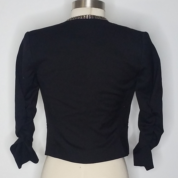 H&M Open Blazer Beaded Black Size 2 - Picture 2 of 6